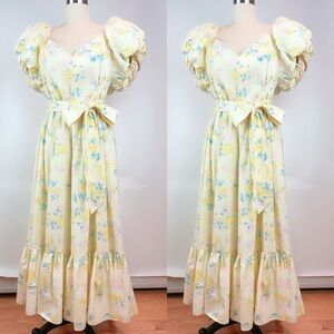 LoveShackFancy for Estelle Puff Sleeve Dress Blue Floral Cottage Size 18W